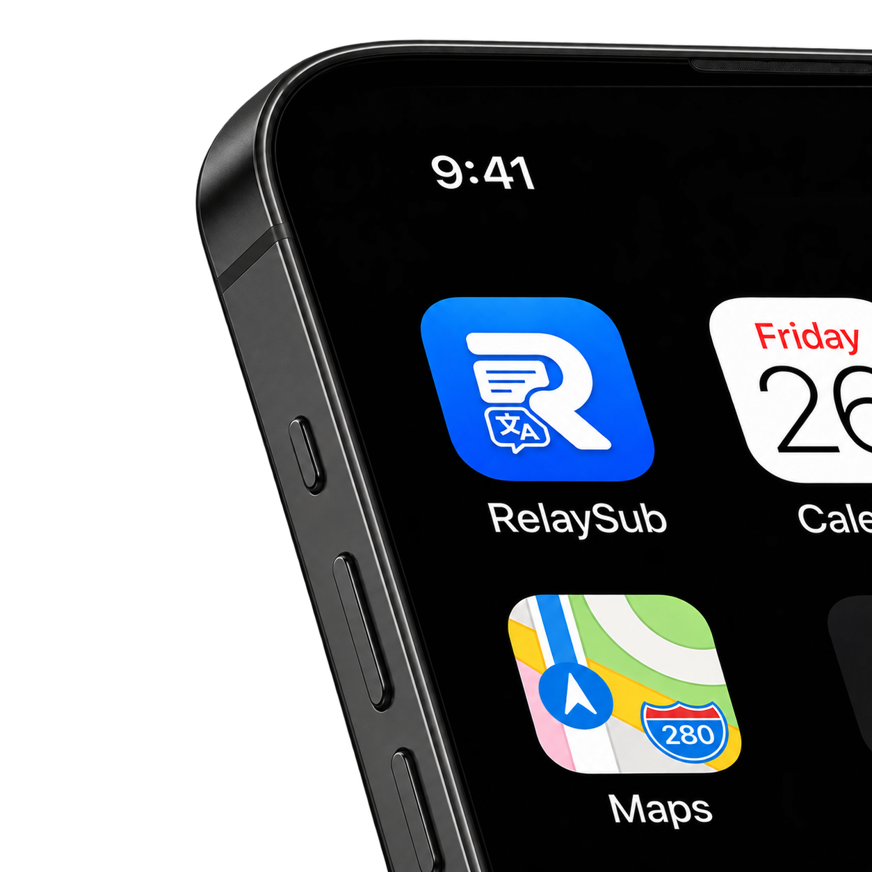 Concept illustration of Taab alongside native iOS apps on a dark titanium iPhone